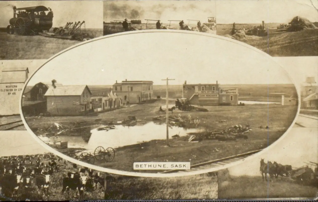 Bethune, Sask. multi-view postcard, about 1910